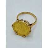 1898 half sovereign in 9ct gold ring