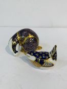 Royal Crown Derby badger figurine and wren figurine.