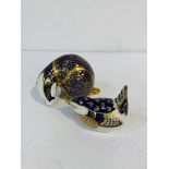 Royal Crown Derby badger figurine and wren figurine.