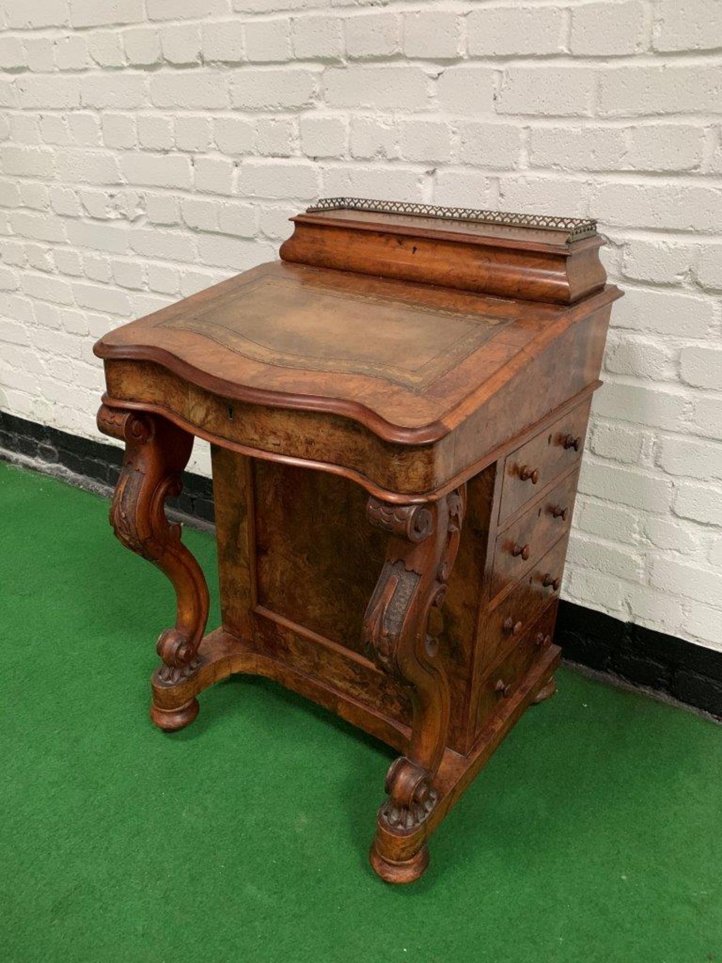 19th Century walnut Davenport. - Image 2 of 11