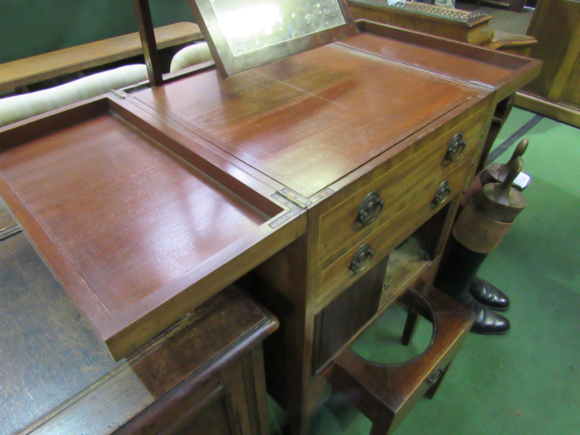 19th Century mahogany "Campaign" toilet cabinet. - Image 4 of 4