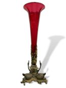 Ormolu and cranberry glass Epergne, height 48cms.