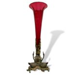 Ormolu and cranberry glass Epergne, height 48cms.