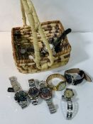 9 various quartz wrist watches and 3 manual wind watches.