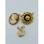 Victorian mourning brooch and 2 others