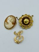 Victorian mourning brooch and 2 others