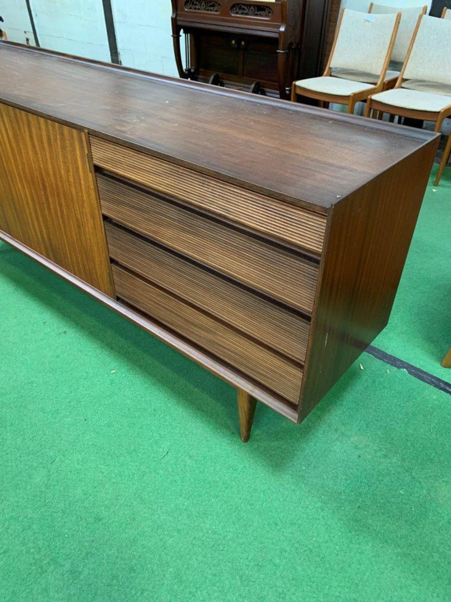 1950s teak sideboard with 2 cupboards and 4 graduated drawers. - Image 2 of 4