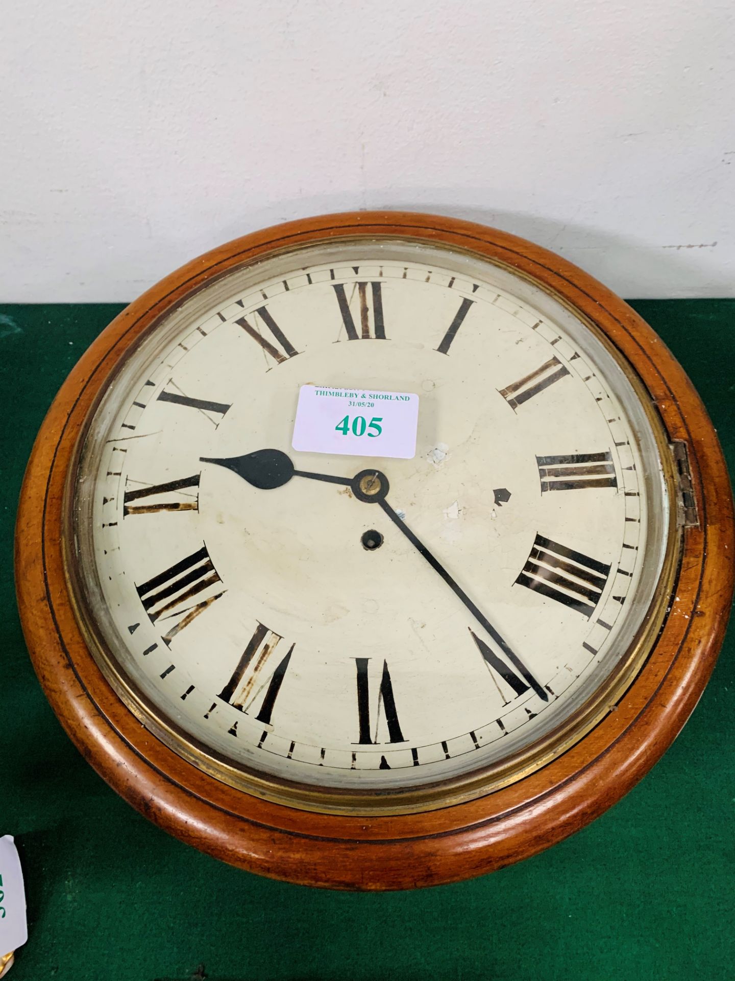 15 inch Walnut Fusee dial clock, working, with key & pendulum.