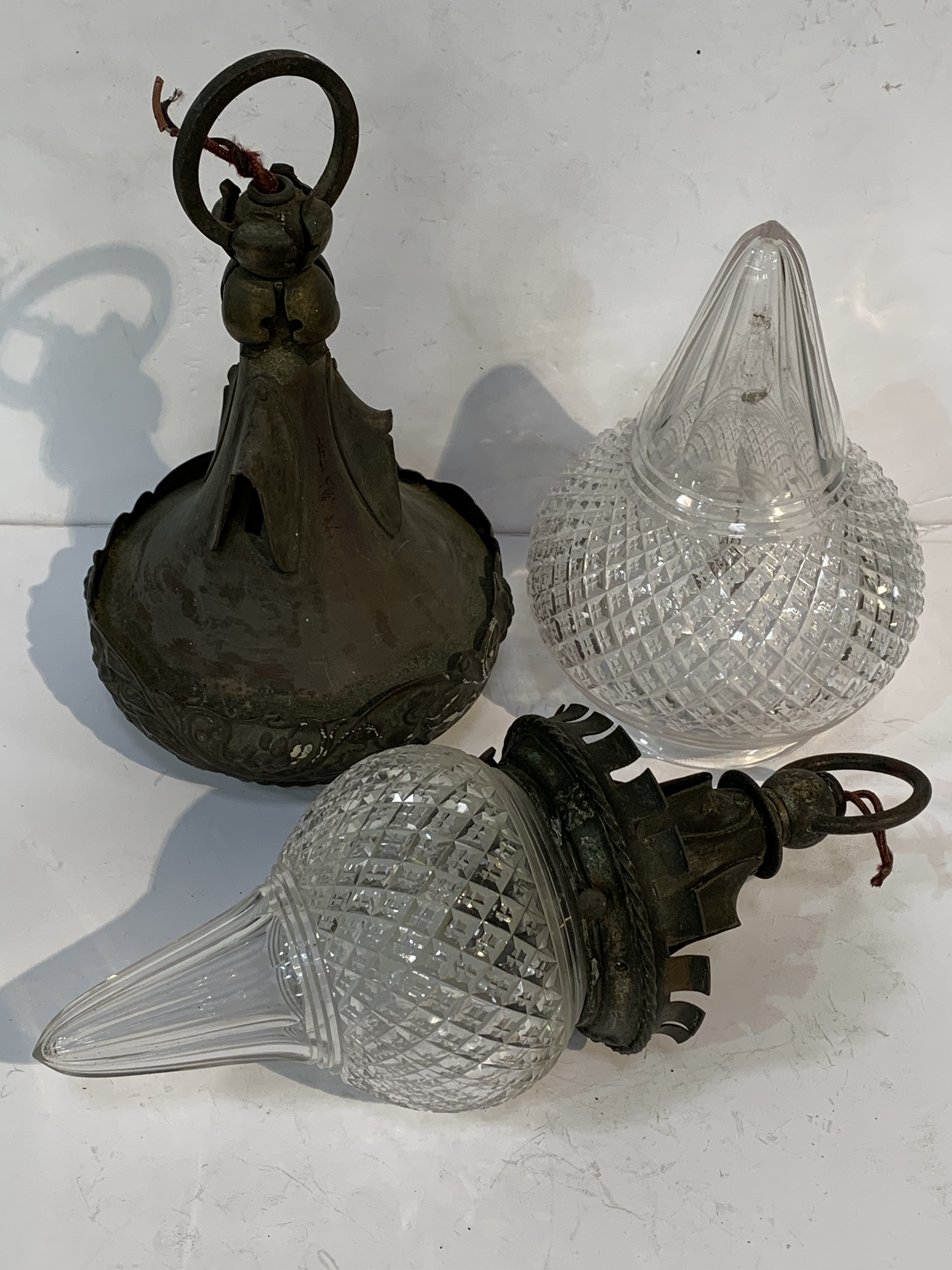 2 decorative metal and glass ceiling lights - Image 2 of 2