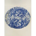 Large blue and white floral pattern platter, registration mark dated 1878