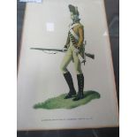 6 framed and glazed Barbosa prints of military uniforms of the USA; with 2 Ballooning prints.