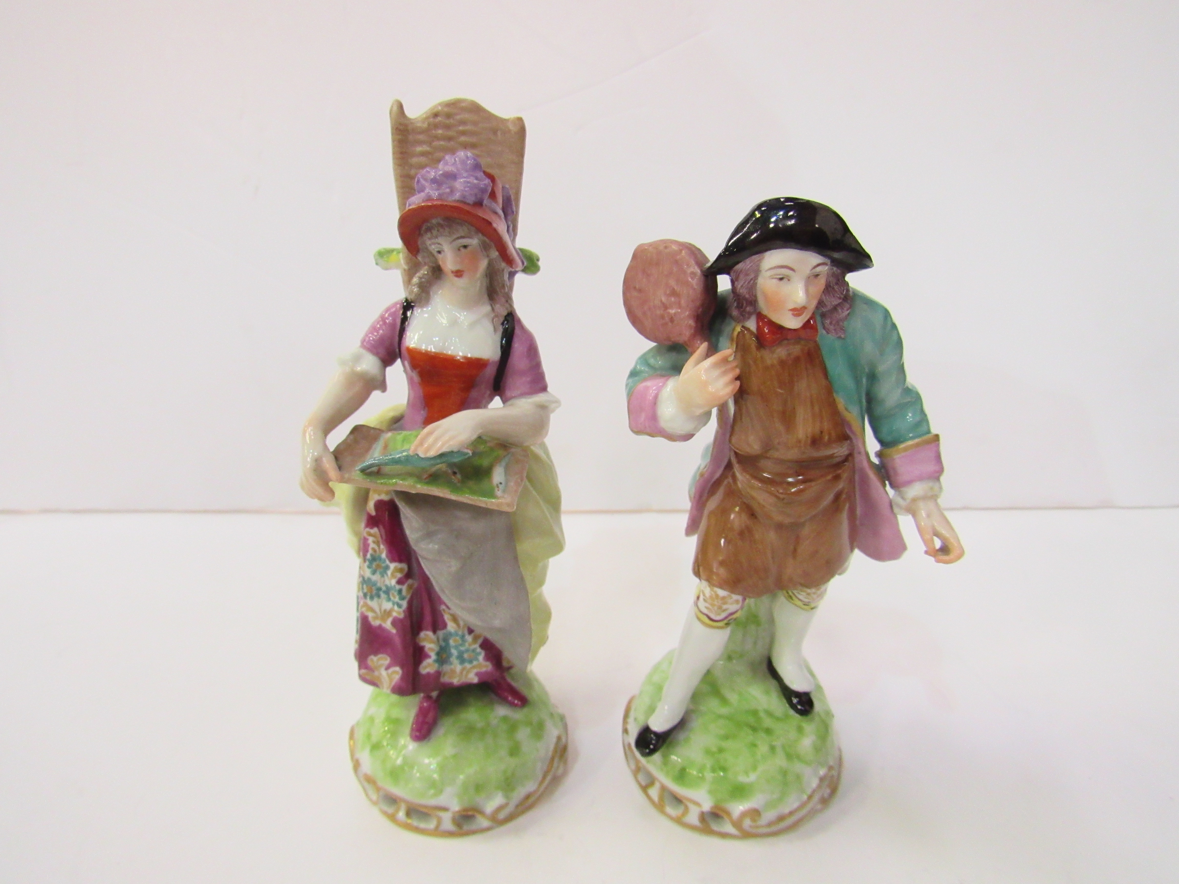 Pair of 18 / 19th century Derby-style hard paste porcelain figures