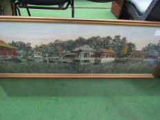 Tapestry Oriental Temple scene; prints of Repulse Bay, Singapore; 2 ethnic watercolours by E Bata.