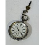 Silver cased pocket watch, hallmarked Birmingham 1882