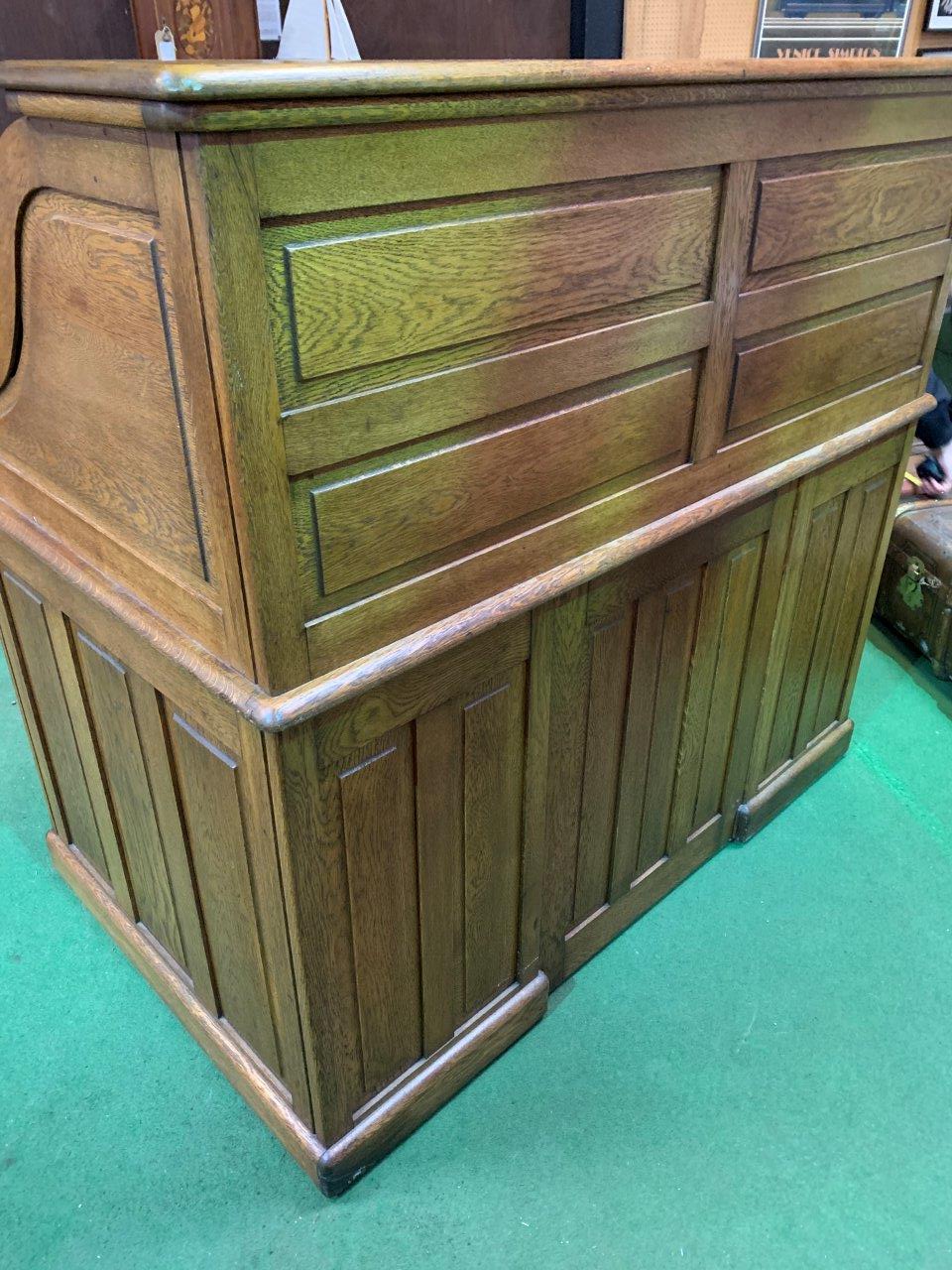 Late 19th Century/early 20th Century oak roll-top top pedestal desk. - Image 7 of 7