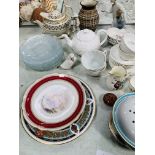 Assorted china ware including Wedgwood part tea service, a Nao figurine, other china ware, and 12 gl