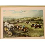 4 framed and glazed prints "The Vale of Aylesbury Steeple Chase" with two other equestrian prints.