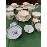 Collection of 19th century hand painted porcelain bowls and saucers; with 3 Chinese porcelain bowls