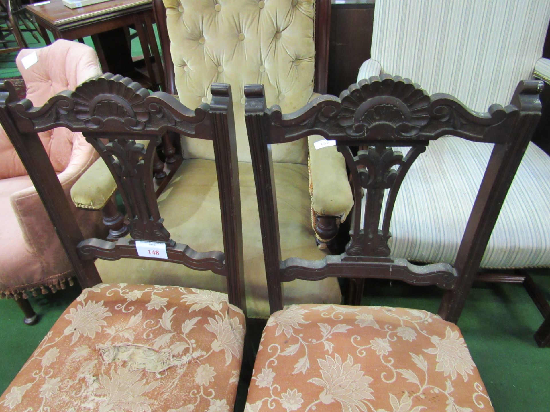 4 Mahogany framed open splat dining chairs. - Image 2 of 3