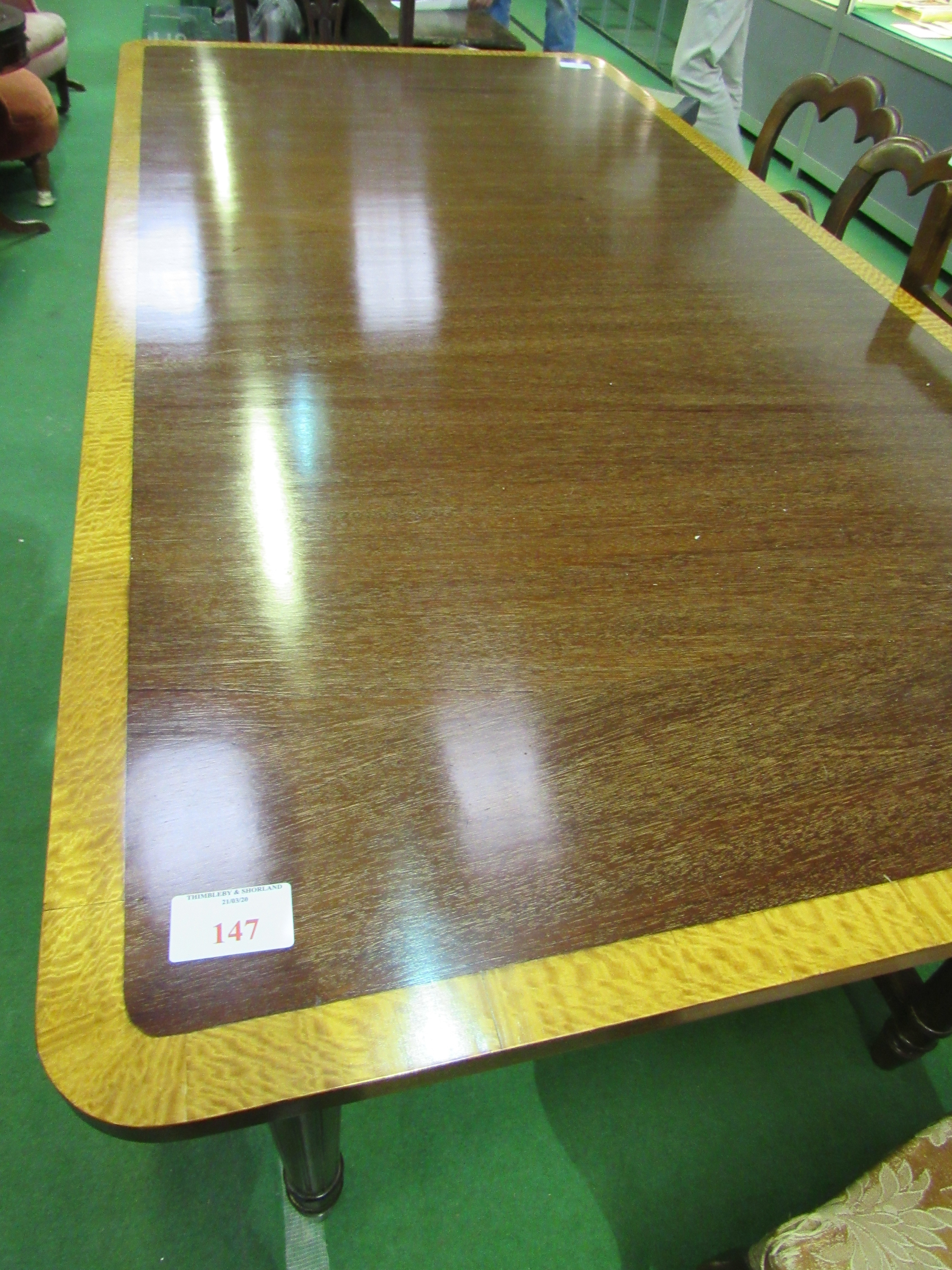 Hardwood table on unusual X shaped stretcher. - Image 3 of 4