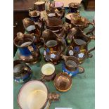 17 items of copper lustre ware