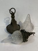 2 decorative metal and glass ceiling lights