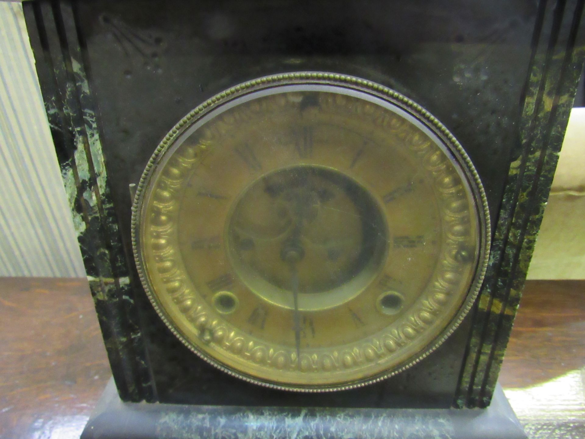 Slate and marble cased mantel clock by Ansonia Clock Co. - Image 2 of 2