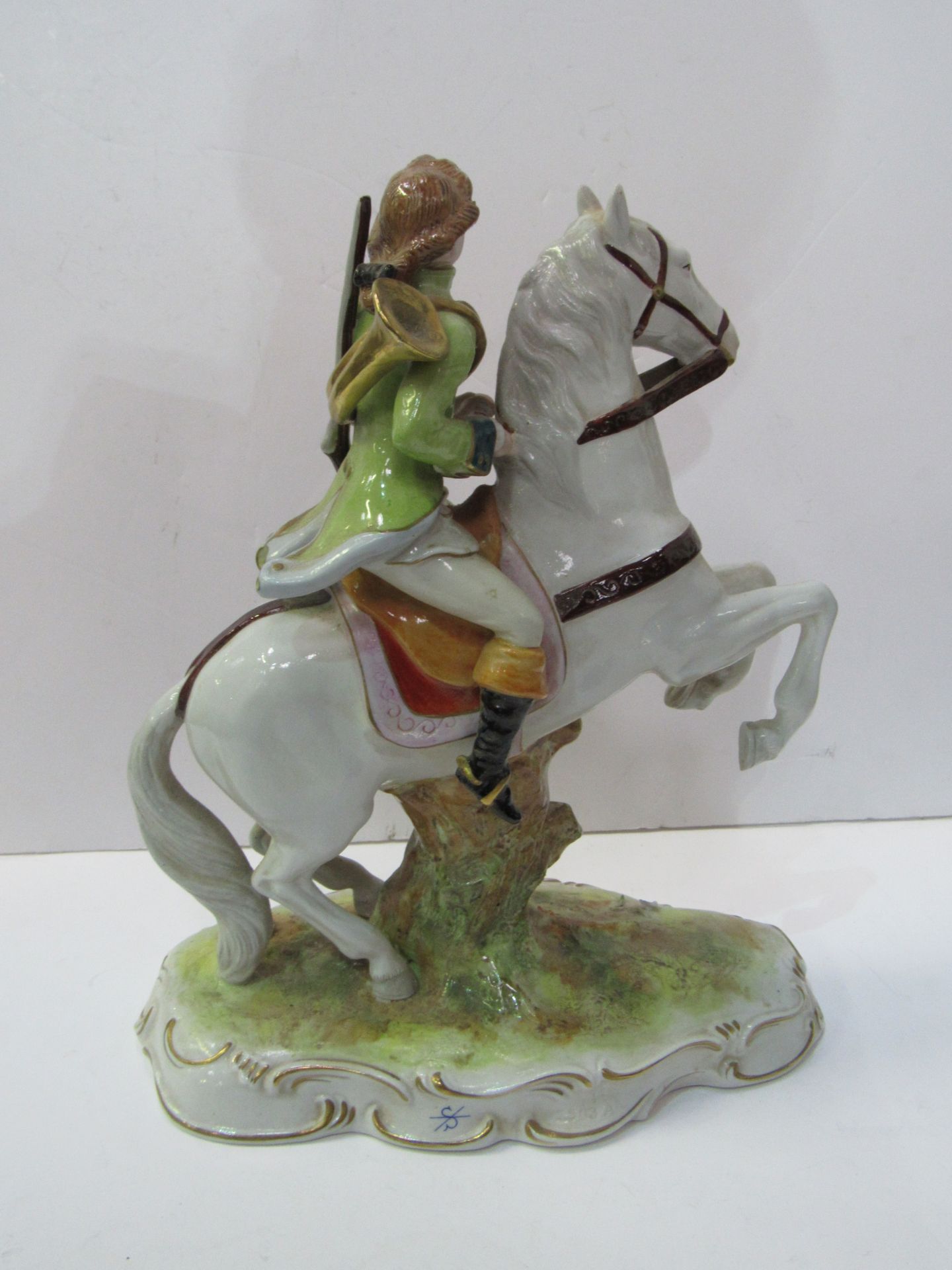 Scheibe-Alsbach porcelain rearing horse and rider figurine - Image 3 of 3