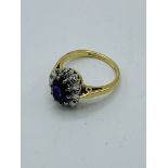 18ct Gold, Amethyst and Diamond Cluster Ring