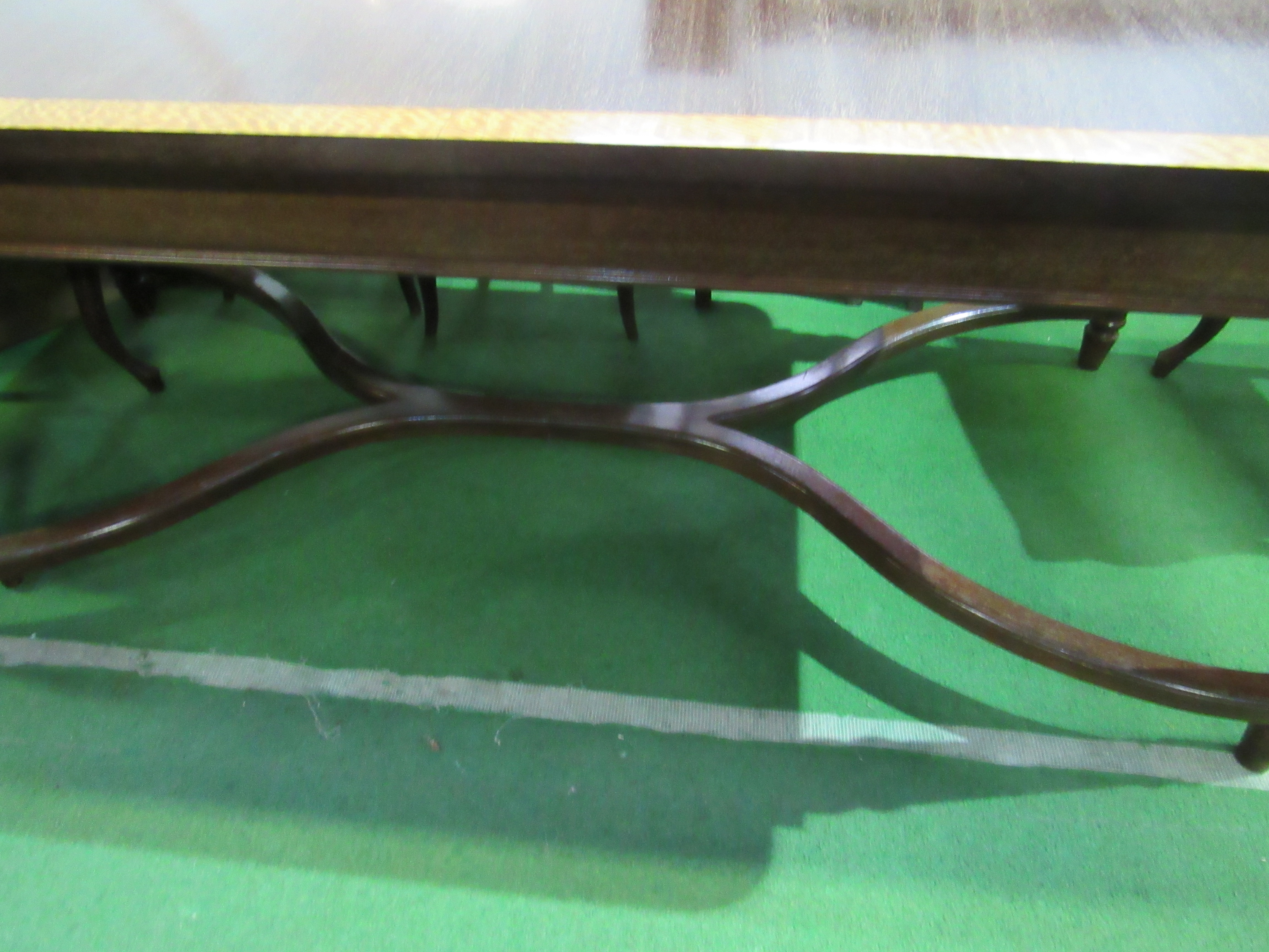 Hardwood table on unusual X shaped stretcher. - Image 2 of 4