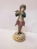 19th Century Meissen figure of a man playing a flute.