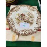 MacDonald decorated china bowl; 2 Johnson Bros coaching scene plates; 3 horse related wall plates.