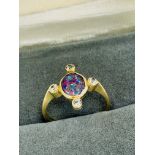 18ct Black Opal & Diamond Ring. Size K.