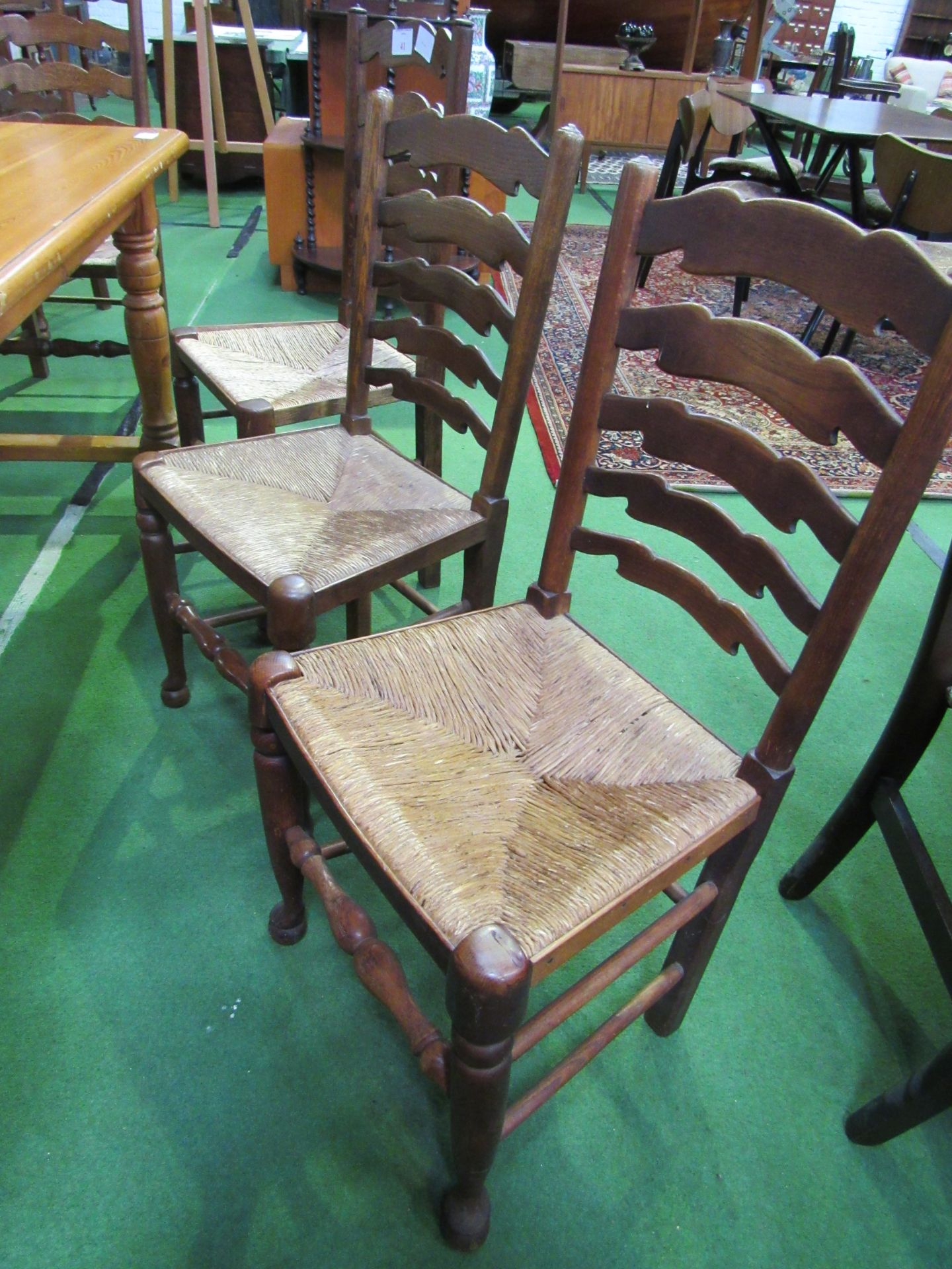 Set of 6 chairs and 2 carvers, plus 3 others. - Image 5 of 5