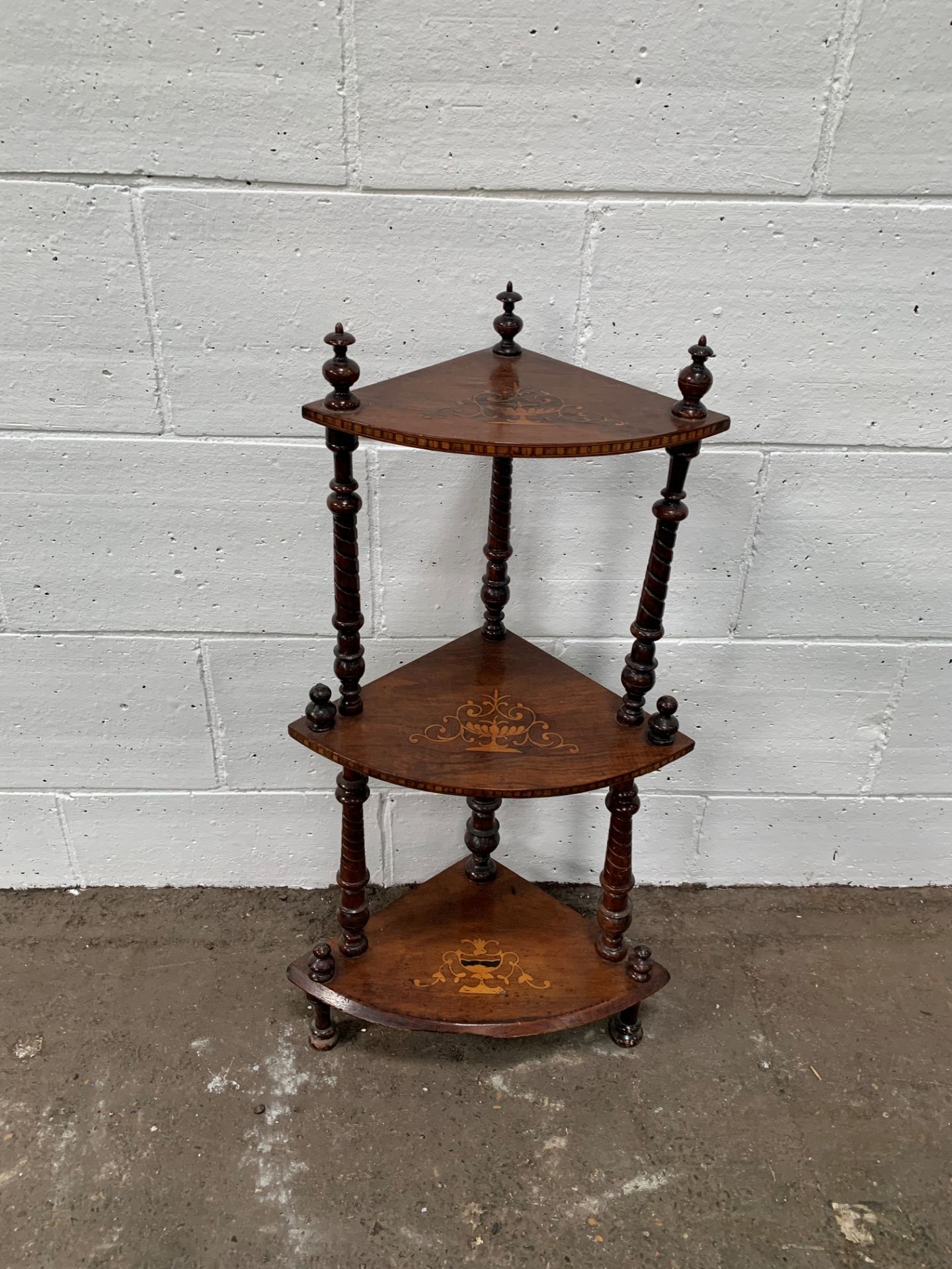 Inlaid mahogany rectangular 3 tier wotnot. - Image 3 of 3