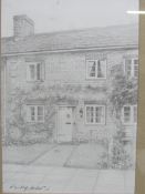Pencil sketch by B.N Bradley Carter of a house and garden; and a watercolour of the same house.