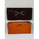 Dune orange leather wallet/purse, together with Cabrelli faux crocodile wallet.