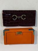 Dune orange leather wallet/purse, together with Cabrelli faux crocodile wallet.