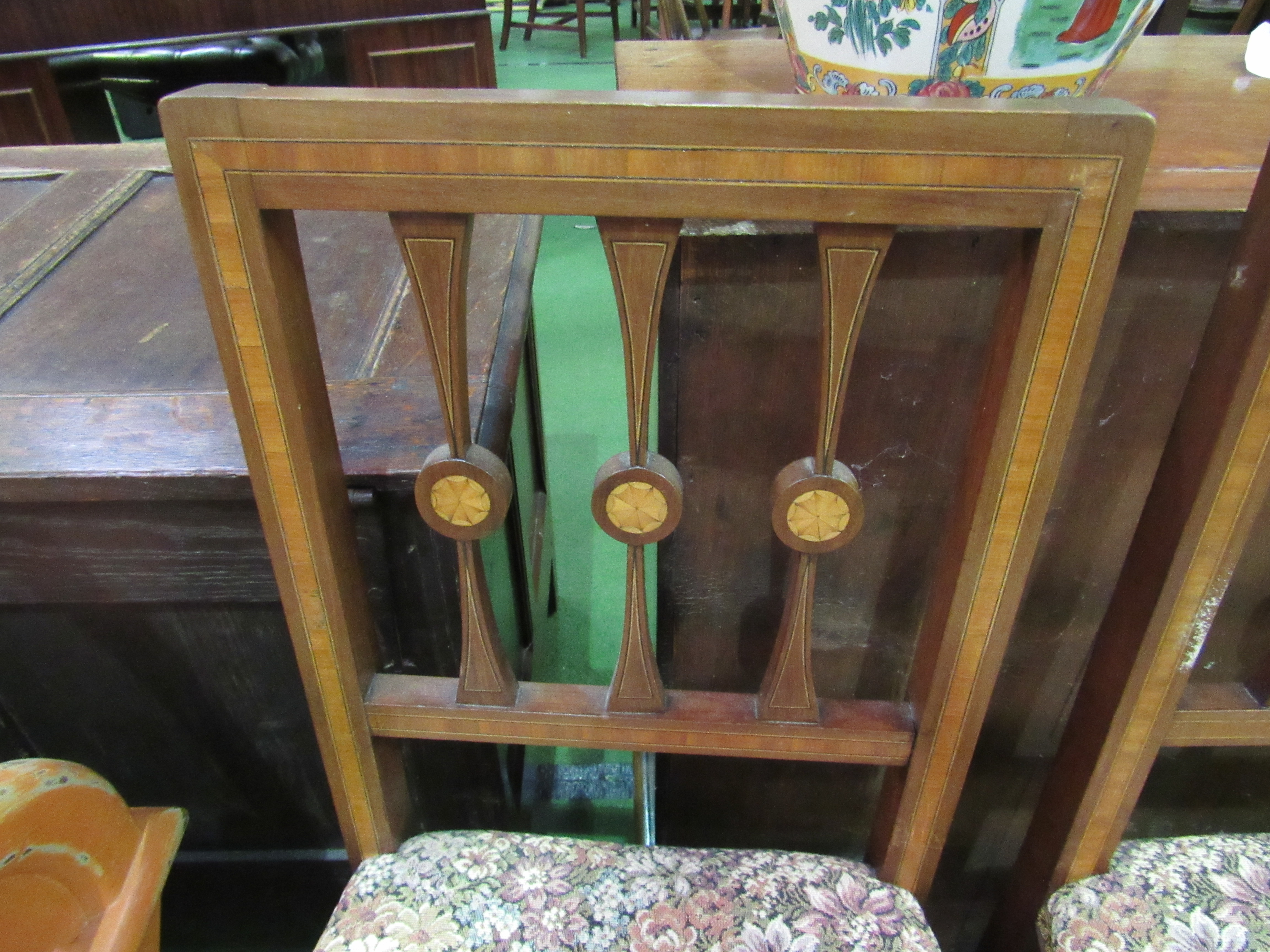 2 inlaid mahogany side chairs. - Image 2 of 2