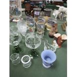 Clarinbridge County Galway Irish lead crystal dish; Wedgewood blue Jasperware & other items.