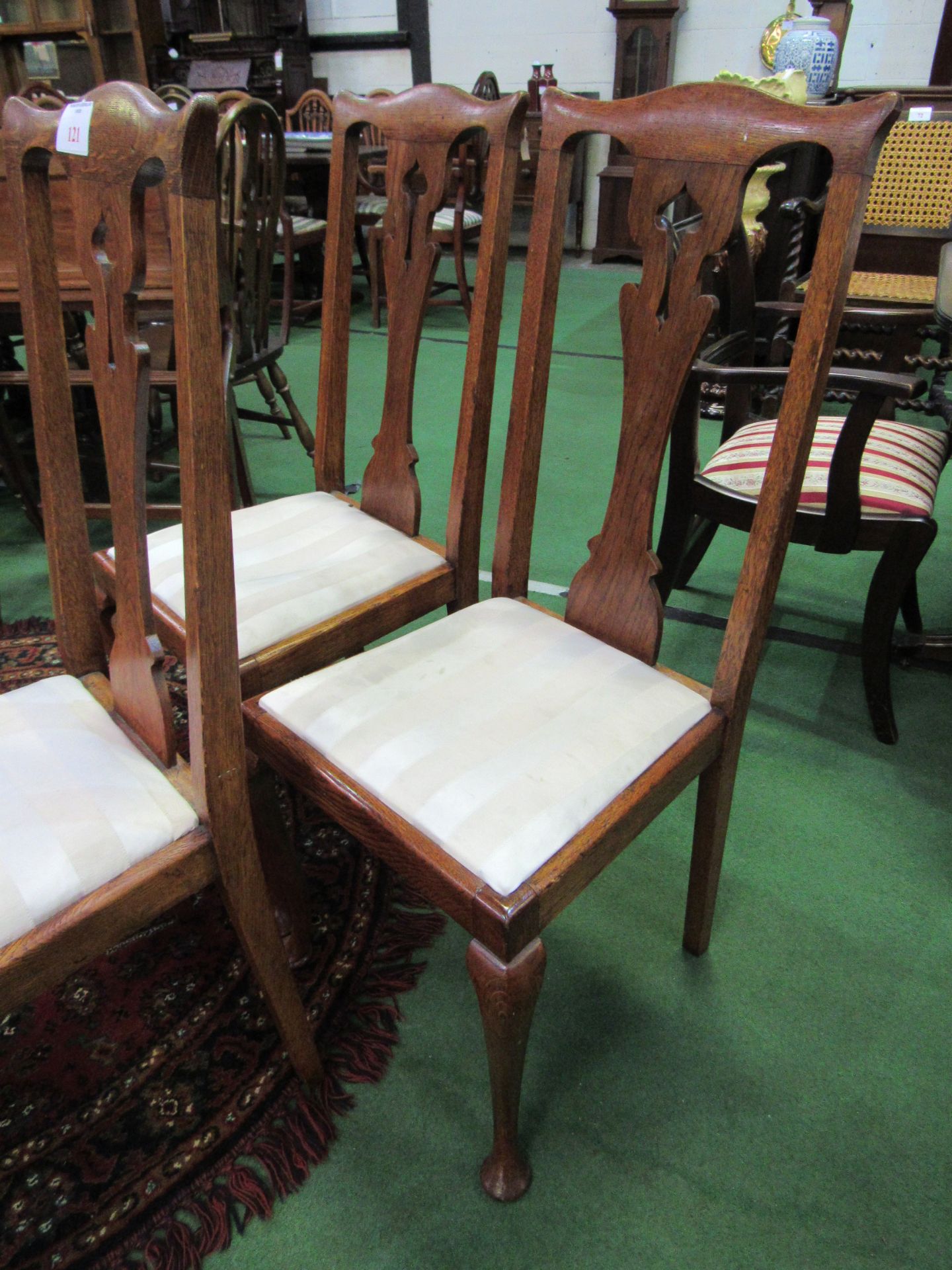 3 oak high back chairs with drop-in seats. - Image 3 of 3