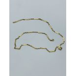 Gold flat bar and knot necklace marked 585