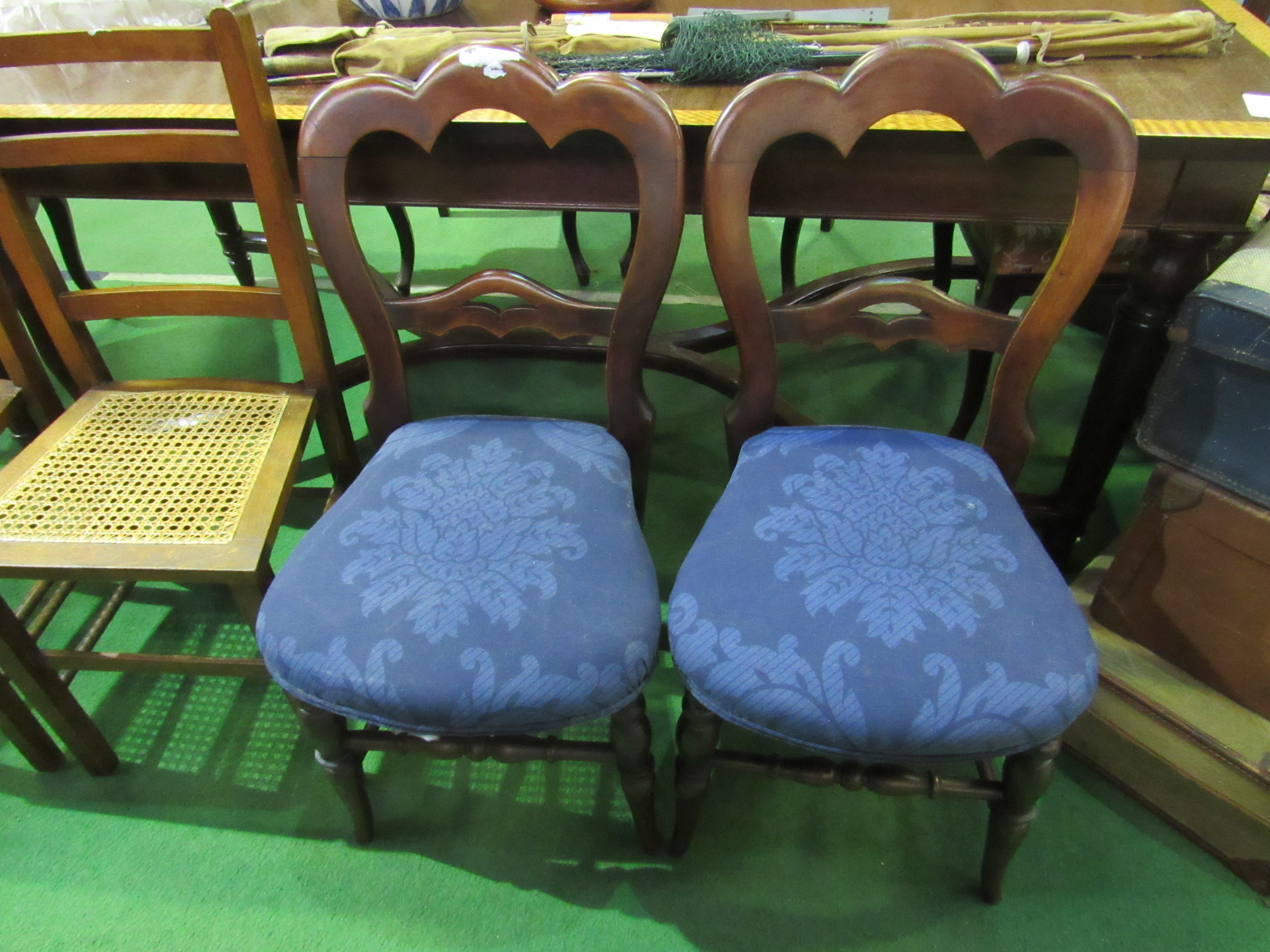 2 cane seat chairs and 2 mahogany framed dining chairs. - Image 2 of 3