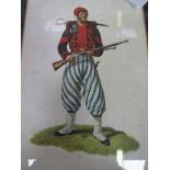 6 framed and glazed Barbosa prints of military uniforms of the USA.