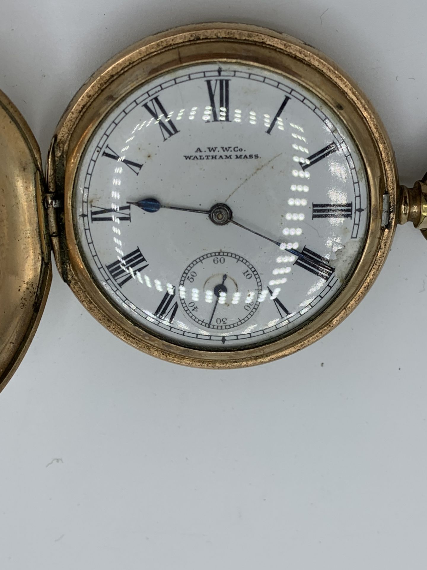 Gold plated cased half hunter pocket watch, with detached dust cover; and another - Image 3 of 4