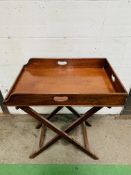 Mahogany Butler's tray 76 x 51cms, complete with mahognay folding stand.