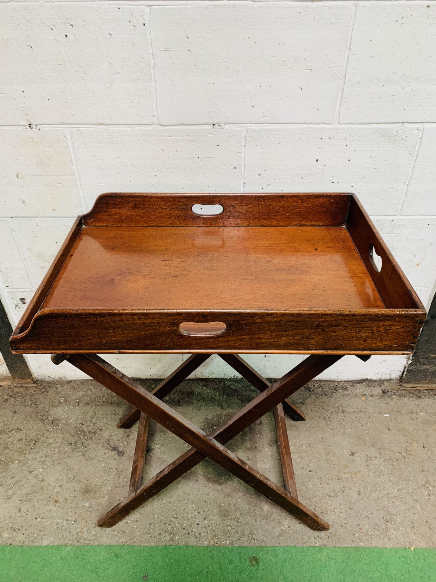 Mahogany Butler's tray 76 x 51cms, complete with mahognay folding stand.