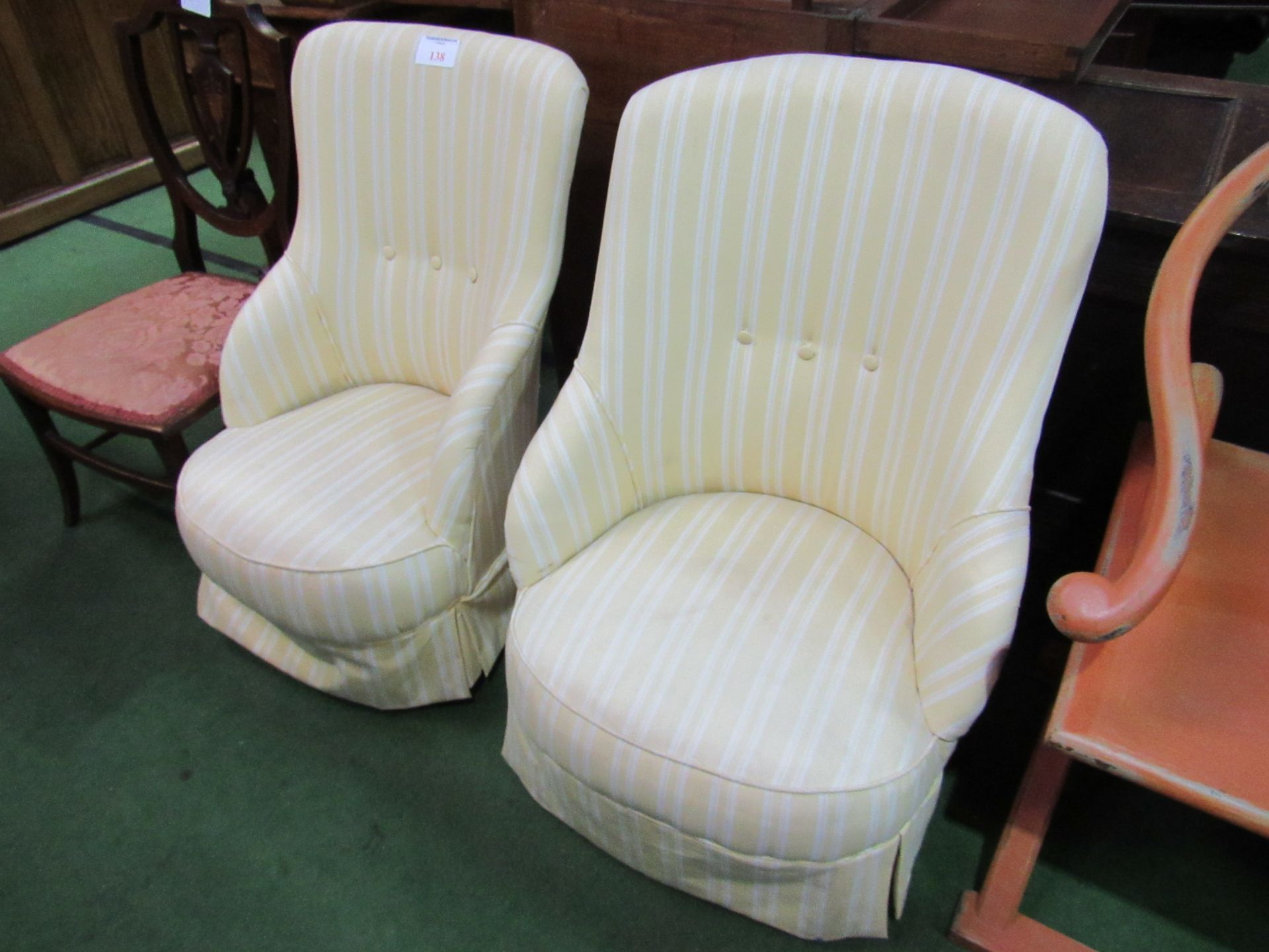 2 yellow covered tub chairs. - Image 3 of 3