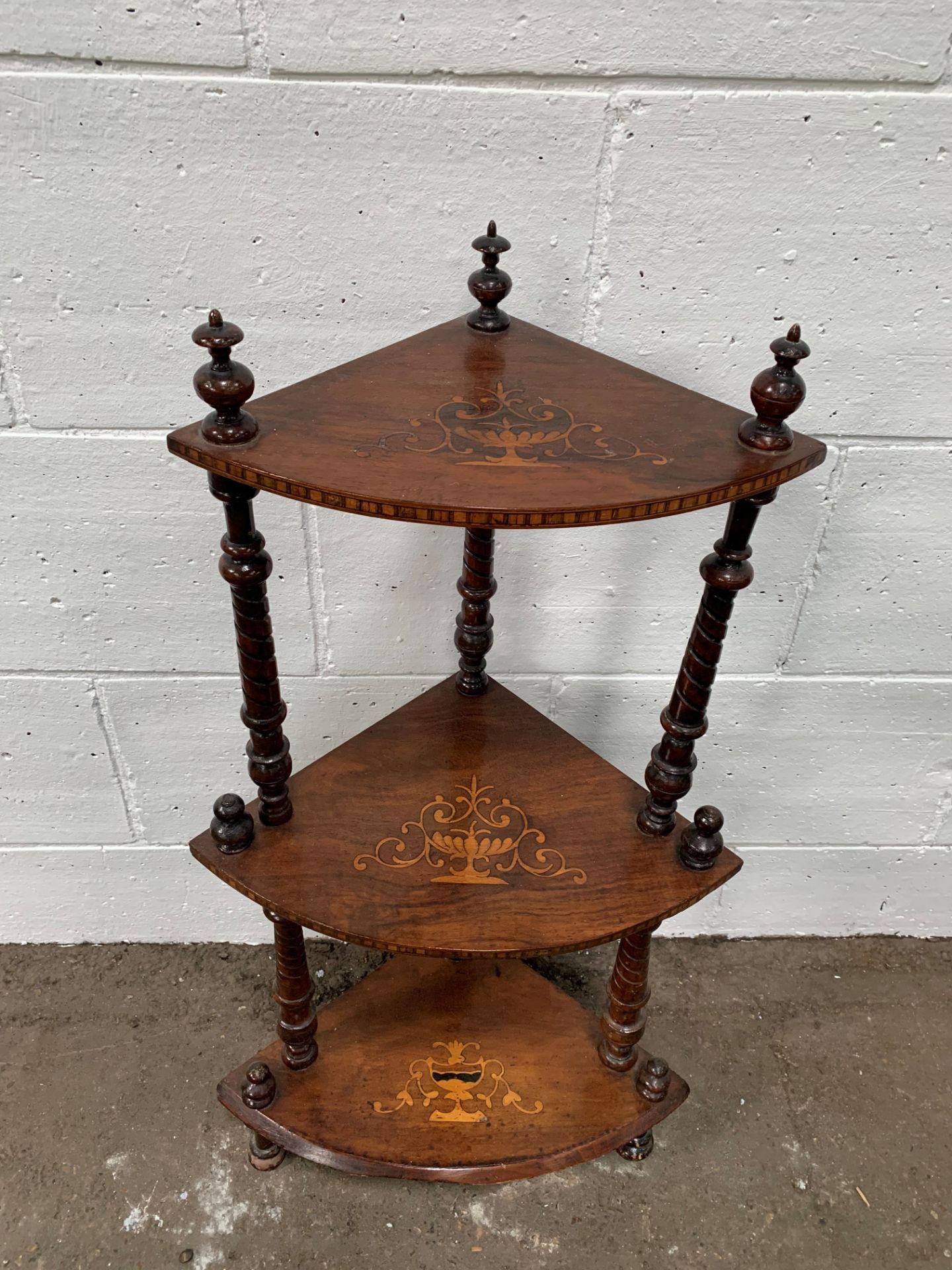 Inlaid mahogany rectangular 3 tier wotnot. - Image 2 of 3