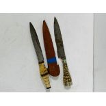 2 rare 19th C. African Tribal belt knives with Ostrich’s leg handles.